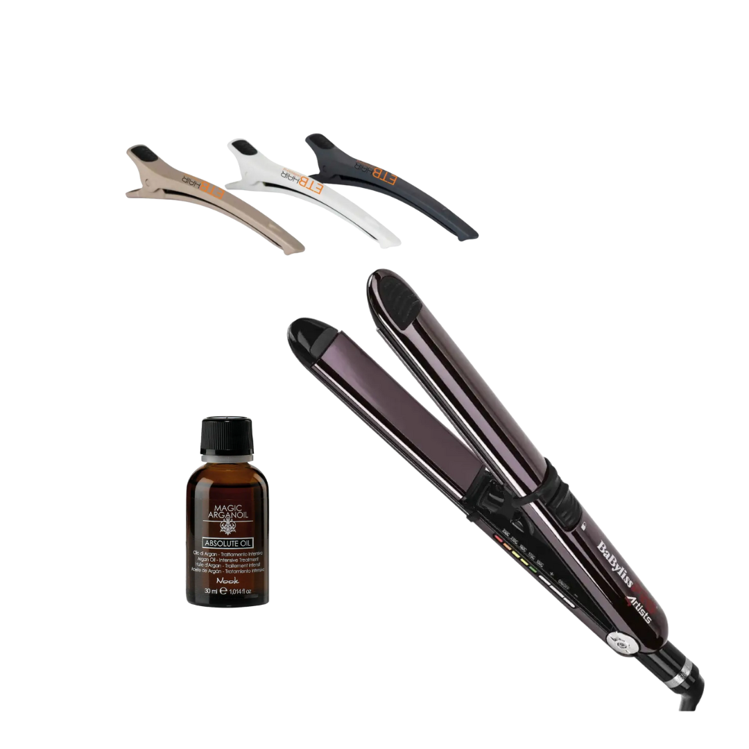Set BaByliss PRO Elipstyle 31mm + Nook Magic ArganOil + Clipsuri Profesionale ETB: Performanță și Strălucire Absolută
