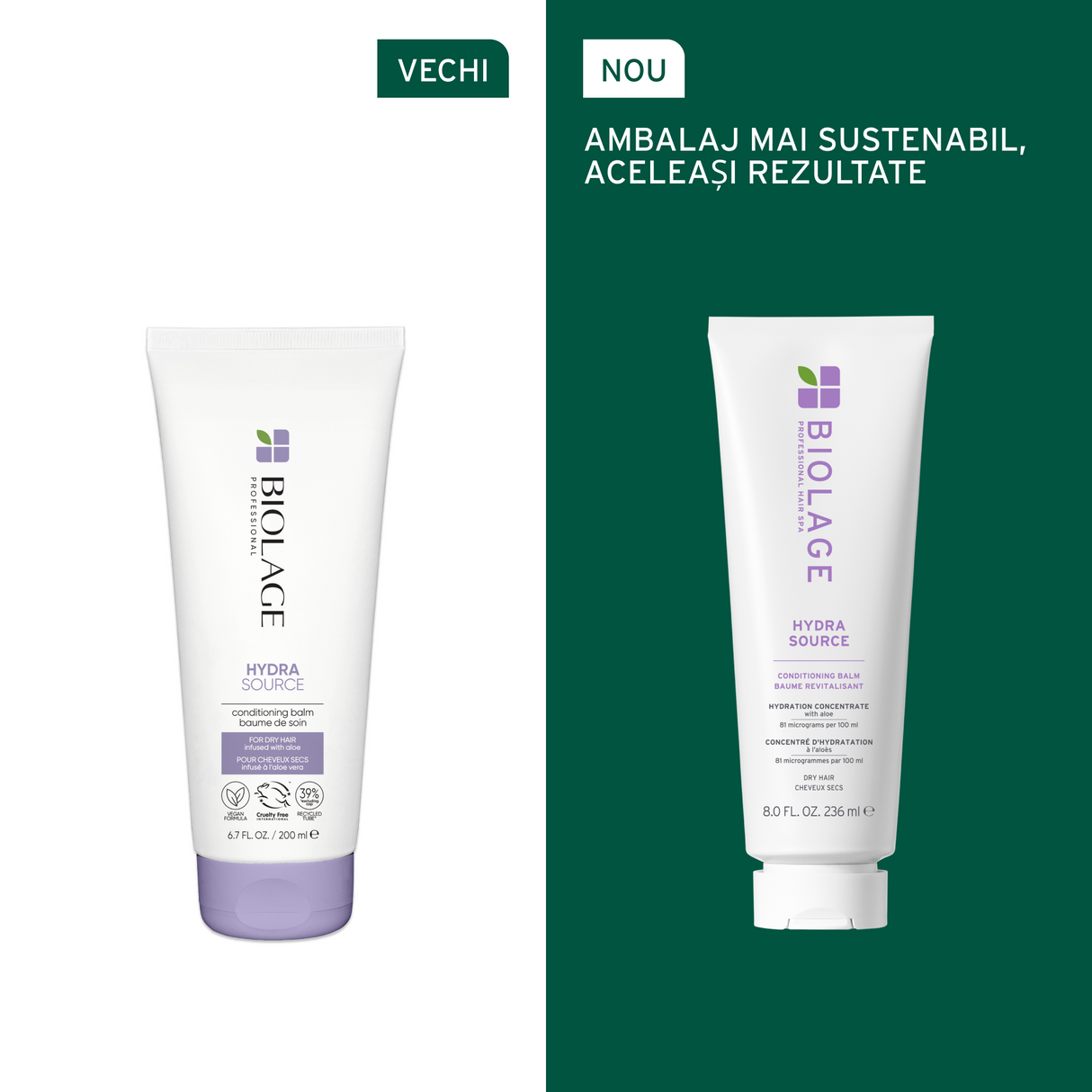 Biolage Hydra Source – Balsam Hidratant cu Aloe Vera și Acid Hialuronic pentru Toate Tipurile de Păr 236 ml