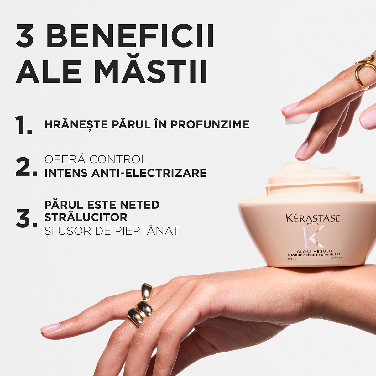 Kérastase Gloss Absolu Hydra-Glaze Cream Mask – Moisturizing Mask for Thick and Frizzy Hair, Intense Shine & Softness 200 ml