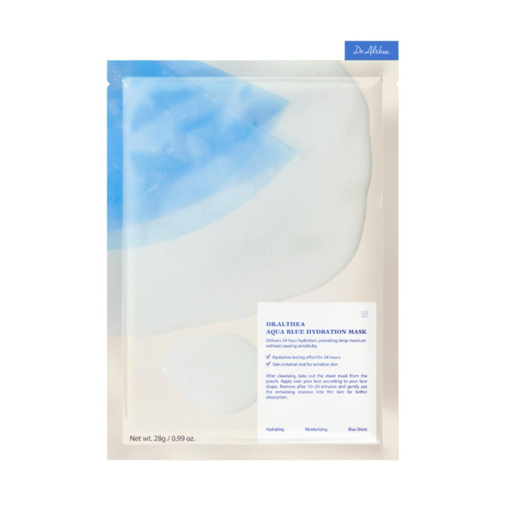 Dr. Althea Aqua Blue Hydration Mask – Mască de Față Tip Șervețel, Intens Hidratantă cu Niacinamide, Azulen și Apă de Bambus, 28g