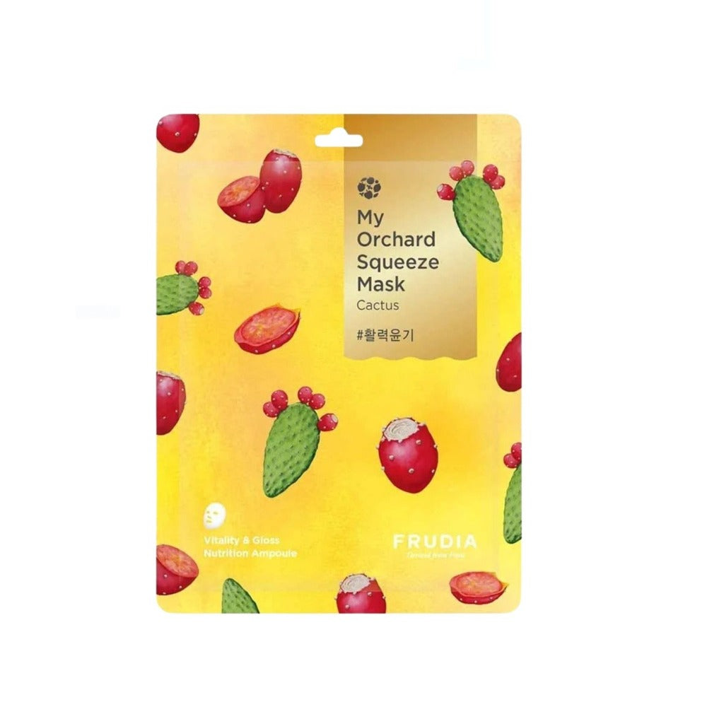 FRUDIA My Orchard Squeeze Mask Cactus – Mască Tip Șervețel cu Extract de Cactus pentru Hidratare Intensă, Calmarea Tenului și Refacerea Barierei Cutanate