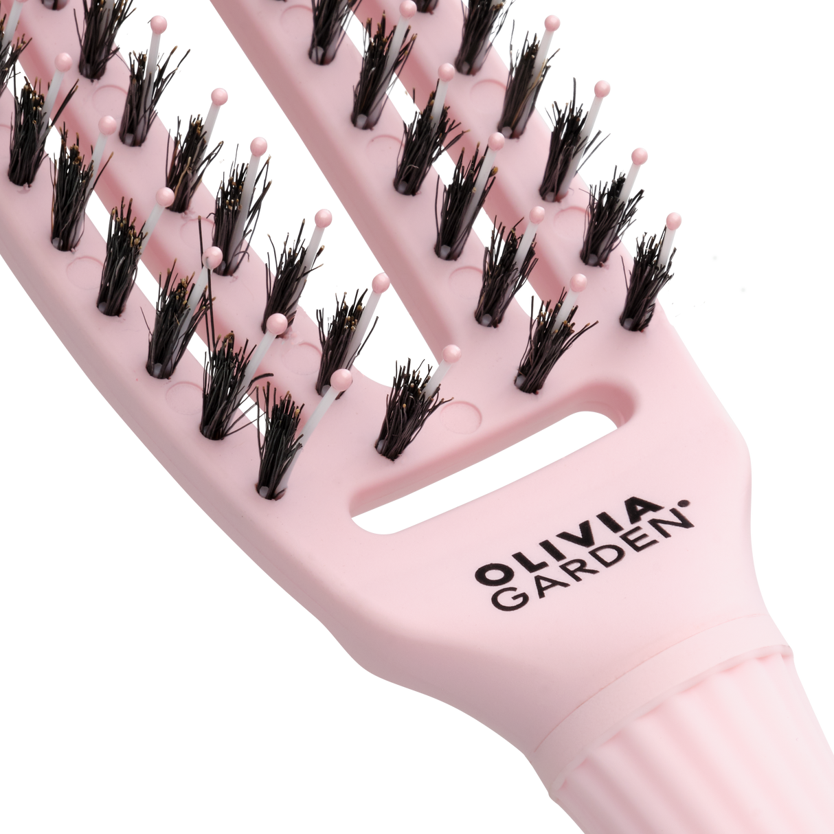 Olivia Garden Fingerbrush Care Iconic Boar & Nylon – Roz pastel S – Pieptene profesional pentru descâlcire fără durere și păr strălucitor