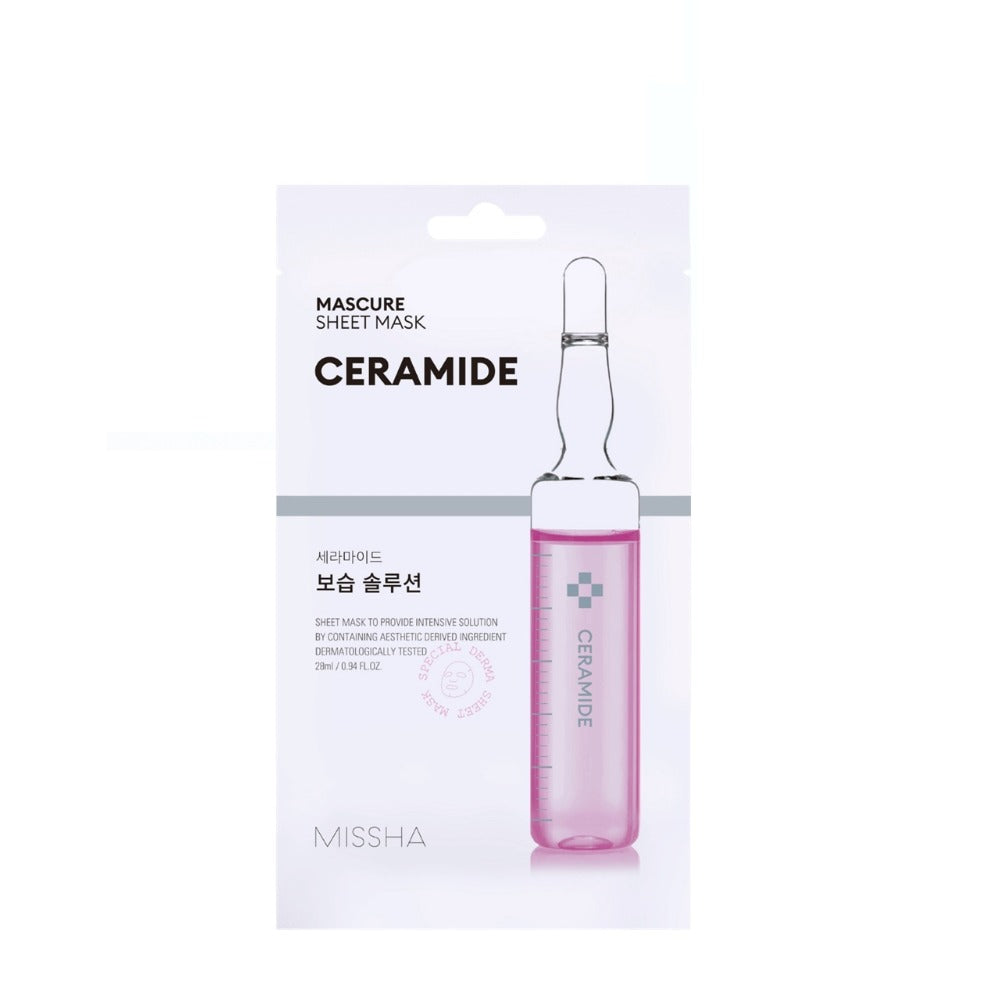 MISSHA Mascure Moisture Barrier Ceramide Sheet Mask – Mască Tip Șervețel cu Ceramide pentru Hidratare Intensă, Repararea Barierei Cutanate și Calmare