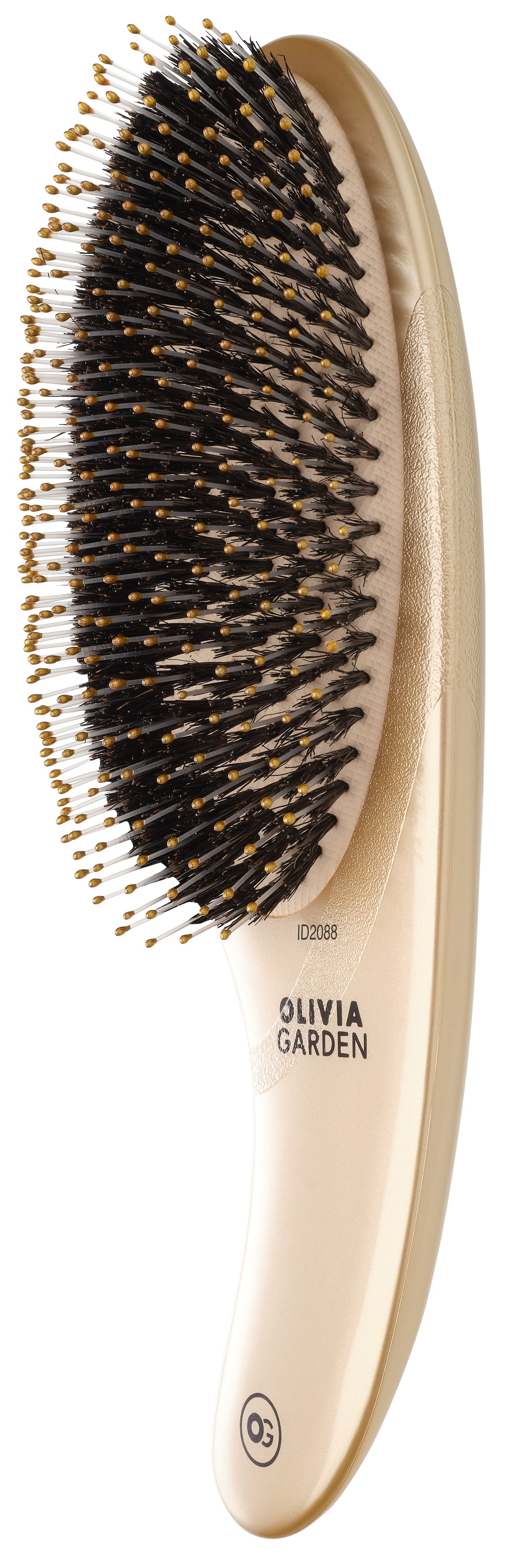Olivia Garden Expert Care Curve – Perie Profesională cu Peri Naturali de Mistreț și Nylon, Design Ergonomic Curbat, Aurie