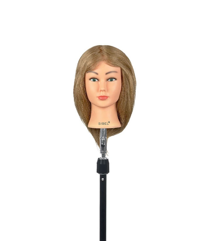 Sibel Training Head ELOISE – Cap de Exersare Profesional cu Păr Natural Uman, Blond Deschis, 25–35 cm