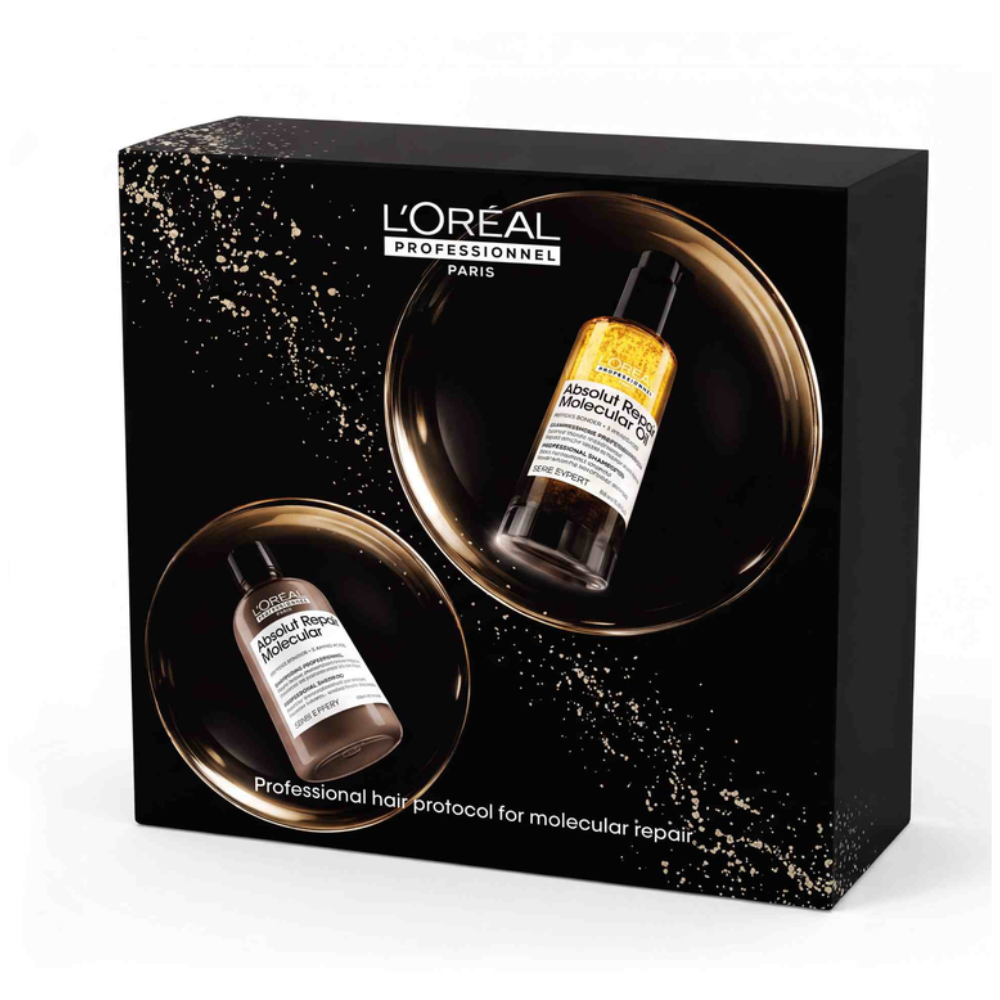LP Serie Expert Absolut Repair Molecular Duo26 pentru par deteriorat Sampon 300ml + Ulei bifazic 90ml