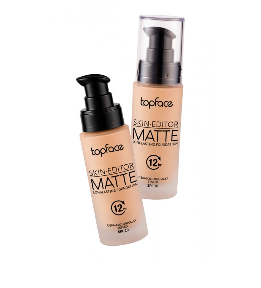 Topface Skin Editor Matte Longlasting Fond de Ten Mat 12H – Acoperire Perfectă, Textură Ușoară și Protecție SPF 20