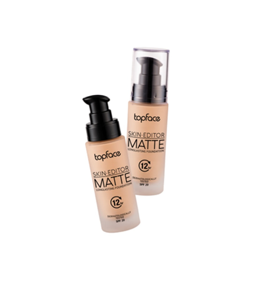 Topface Skin Editor Matte Longlasting Fond de Ten Mat 12H – Acoperire Perfectă, Textură Ușoară și Protecție SPF 20