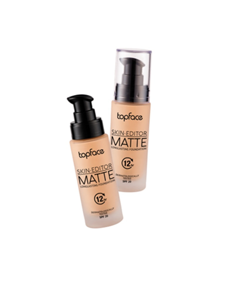 Topface Skin Editor Matte Longlasting Fond de Ten Mat 12H – Acoperire Perfectă, Textură Ușoară și Protecție SPF 20