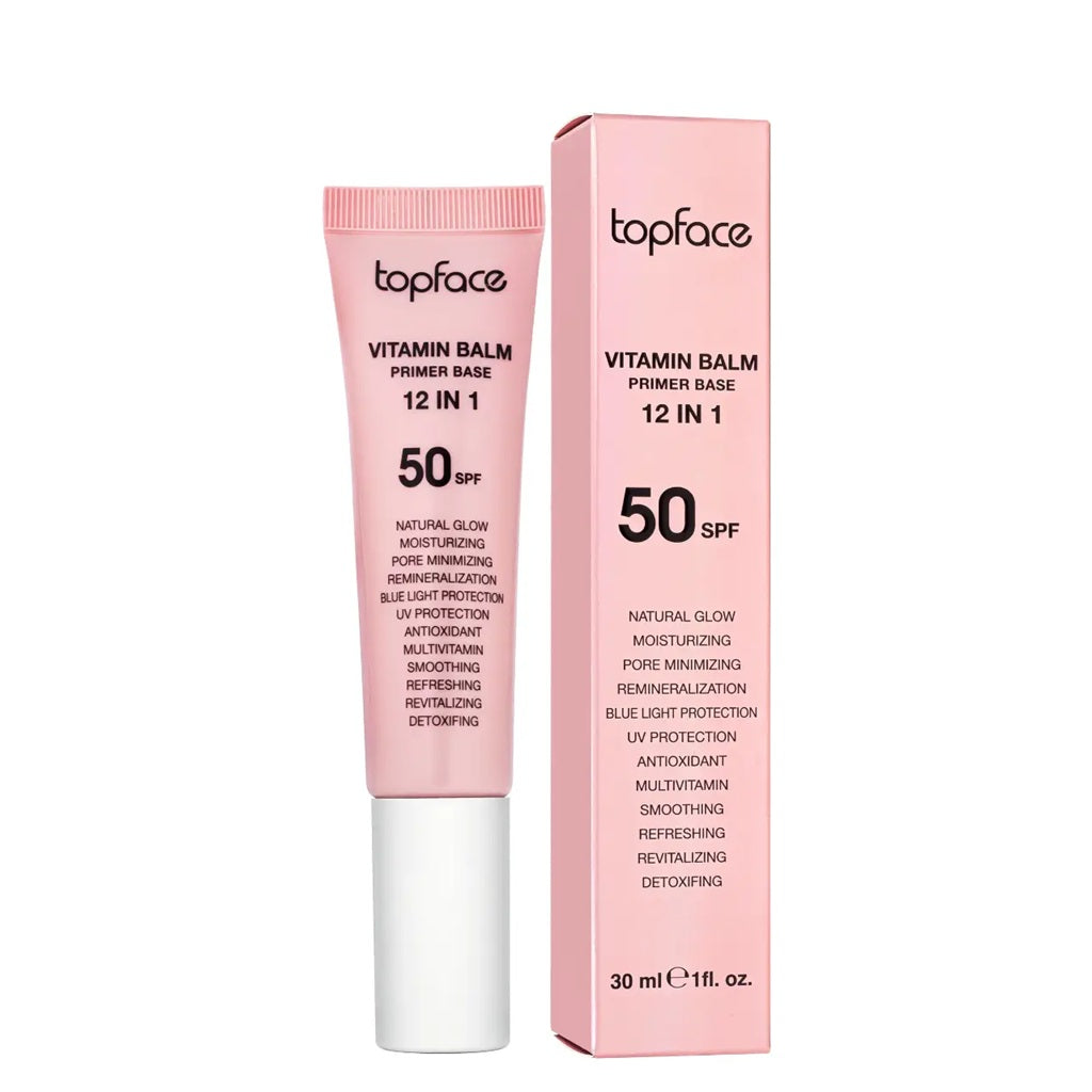 Topface Vitamin Balm Primer Base 12 în 1 – Bază de machiaj cu vitamine esențiale pentru un ten neted, luminos și perfect pregătit pentru machiaj