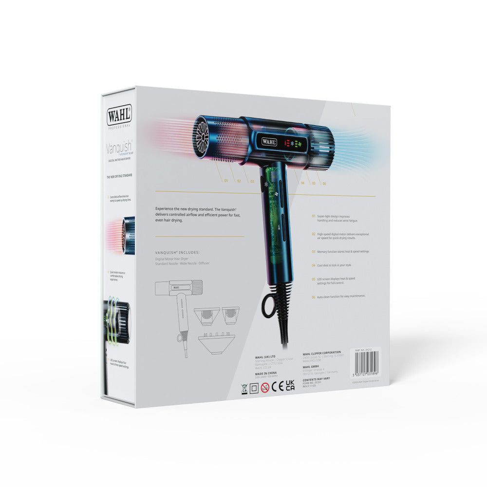Wahl Vanquish Digital Uscător de Păr, cu Motor BLDC Avansat și Tehnologie de Control al Fluxului