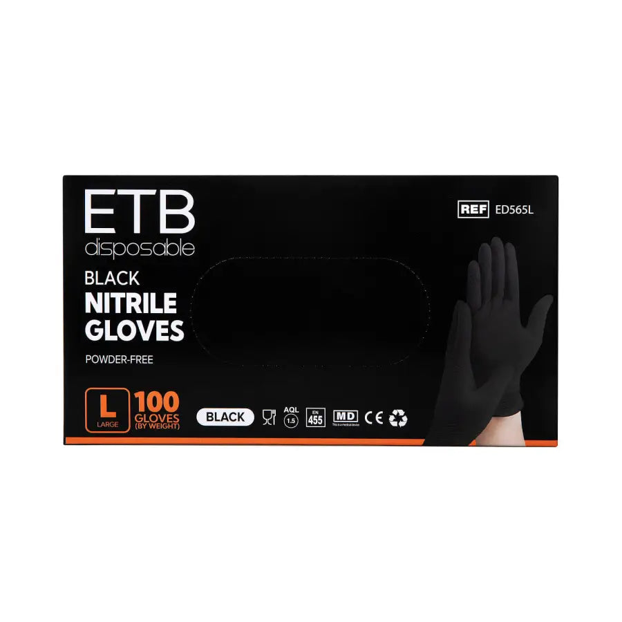 ETB Disposable Manusi nitril negru L 100 buc