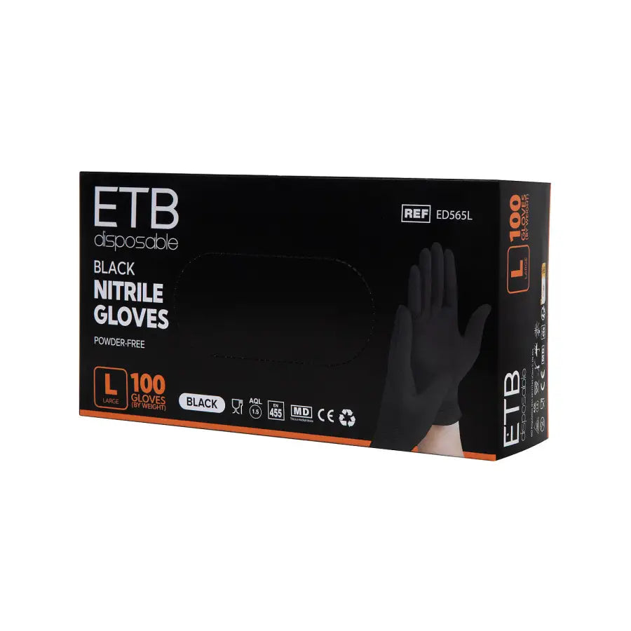 ETB Disposable Manusi nitril negru L 100 buc
