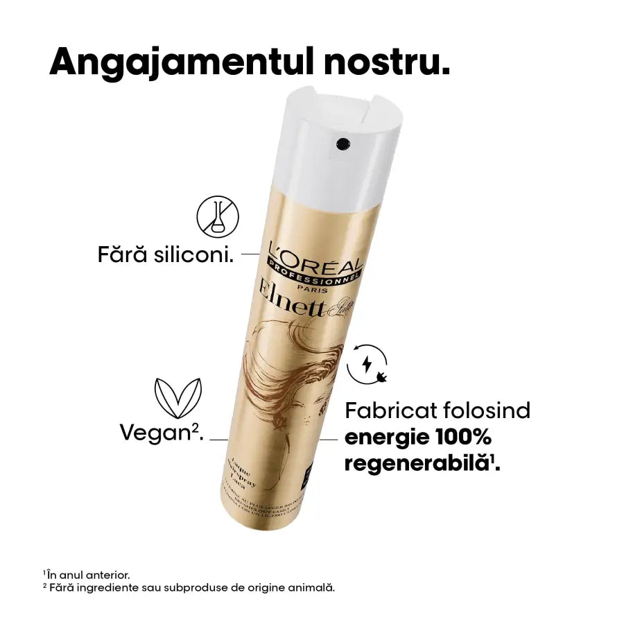 Fixativ Profesional L’Oréal Professionnel Elnett Satin Forte – Fixare Puternică și Protecție Împotriva Umidității 500ml