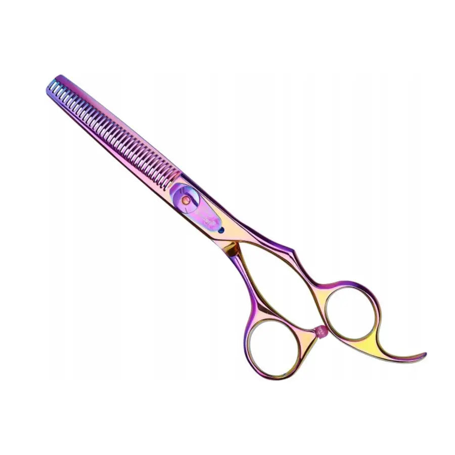 Foarfecă de filat Olivia Garden SilkCut Rainbow 6.35” – Ed. limitată cu finisaj curcubeu lame Convex din oțel inoxidabil