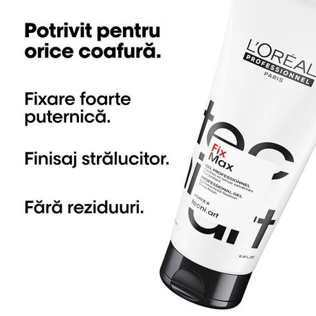 Gel de Fixare Profesional L’Oréal Professionnel Tecni.Art Fix Max 200ml – Fixare Extra-Puternică Strălucire Intensă