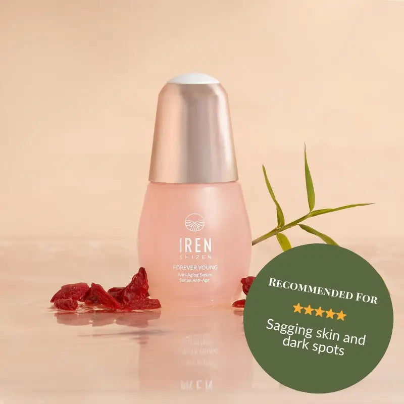 IREN Shizen Forever Young Serum 20ml – Ser facial anti-îmbătrânire cu peptide, goji și apă termală BIYUSEN™ pentru fermitate și netezirea ridurilor