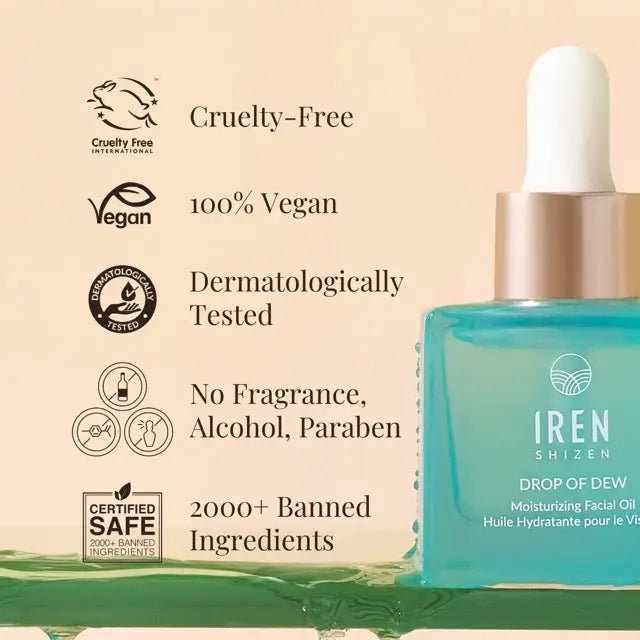 IREN Shizen DROP OF DEW 30ml – Ulei facial hidratant japonez cu argan, prebiotice și postbiotice, 100% natural, pentru o piele catifelată, luminoasă și protejată