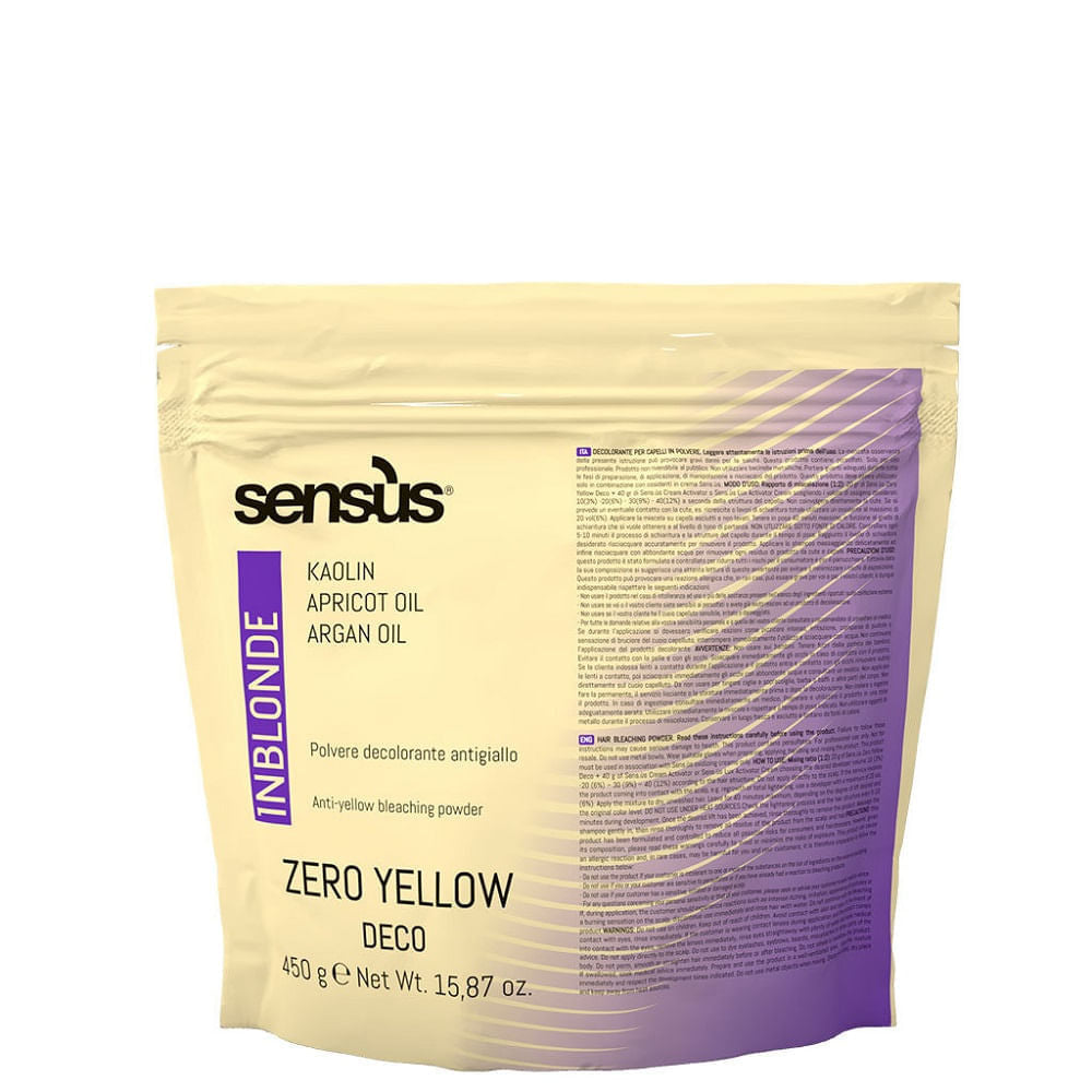 Pudră Decolorantă cu Deschidere de până la 7 Tonuri, cu Acțiune Anti-Galben, Sensus InBlonde Zero Yellow 450g