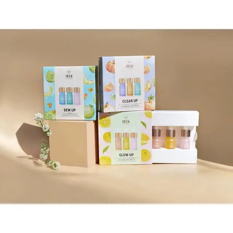IREN Shizen GLOW UP Discovery Kit – Set japonez anti-îmbătrânire cu 3 seruri pentru piele luminoasă fermă și întinerită