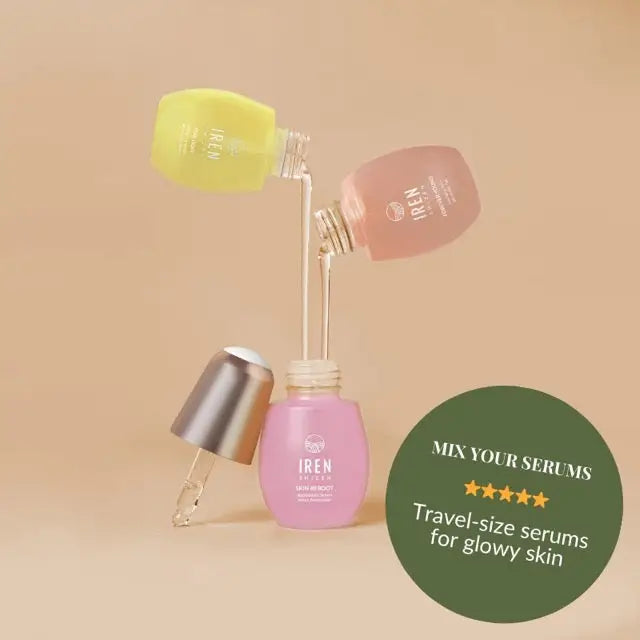 IREN Shizen GLOW UP Discovery Kit – Set japonez anti-îmbătrânire cu 3 seruri pentru piele luminoasă fermă și întinerită
