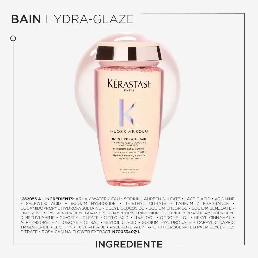 Kérastase Gloss Absolu Bain Hydra-Glaze – Șampon Hidratant Iluminator pentru Păr Lung Predispus la Electrizare 250ml