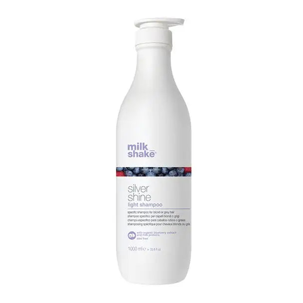 Milk Shake Silver Shine Light – Șampon Violet Delicat pentru Păr Blond Gri sau Alb 1000ml – Răsfăț Ușor și Strălucire