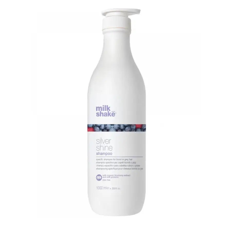 Milk Shake Silver Shine – Șampon Violet Profesional pentru Păr Blond Grizonat sau Alb 1000ml – Strălucire Argintie Fără