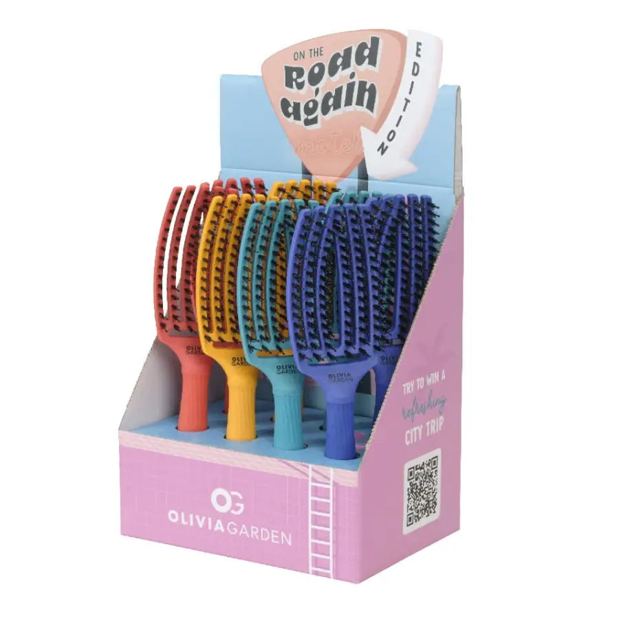 Olivia Garden Display Cu 8 Perii Fingerbrush On The Road Again Mediu