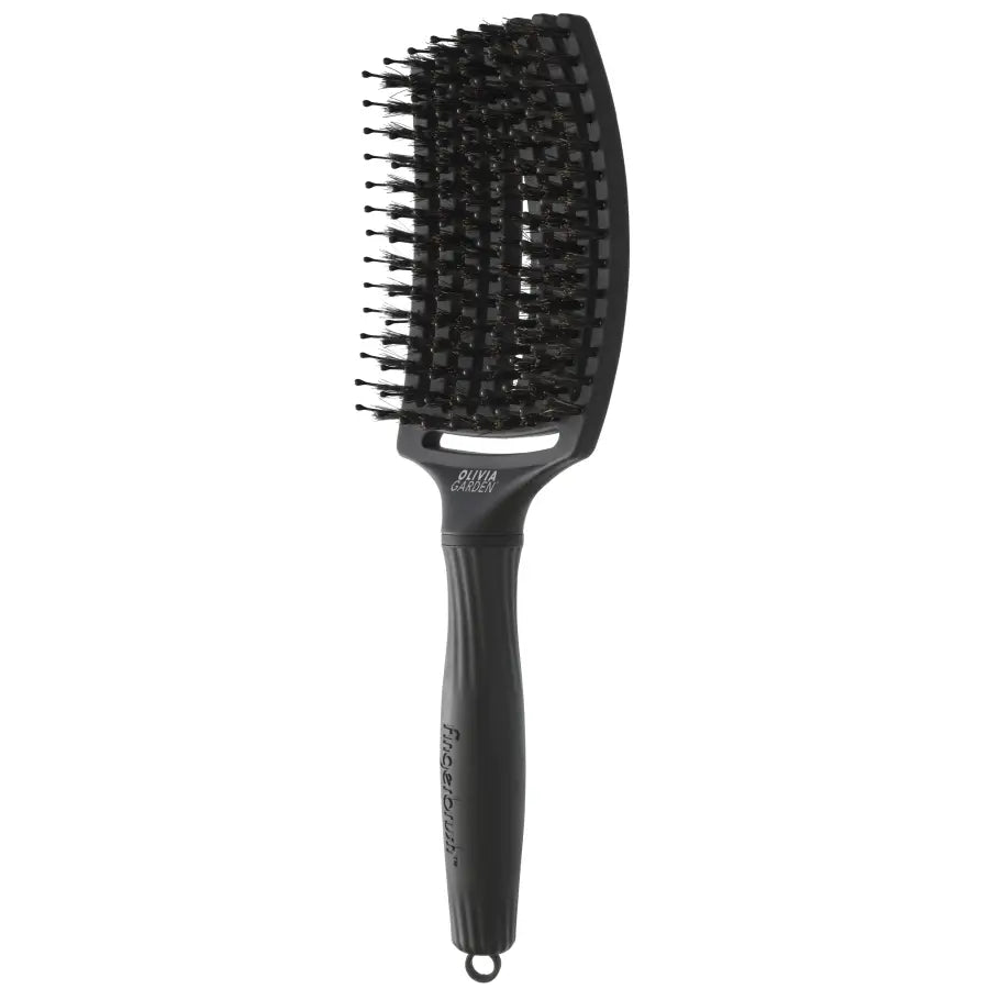 Perie de Păr Curbată Olivia Garden Fingerbrush Full Black - Mare