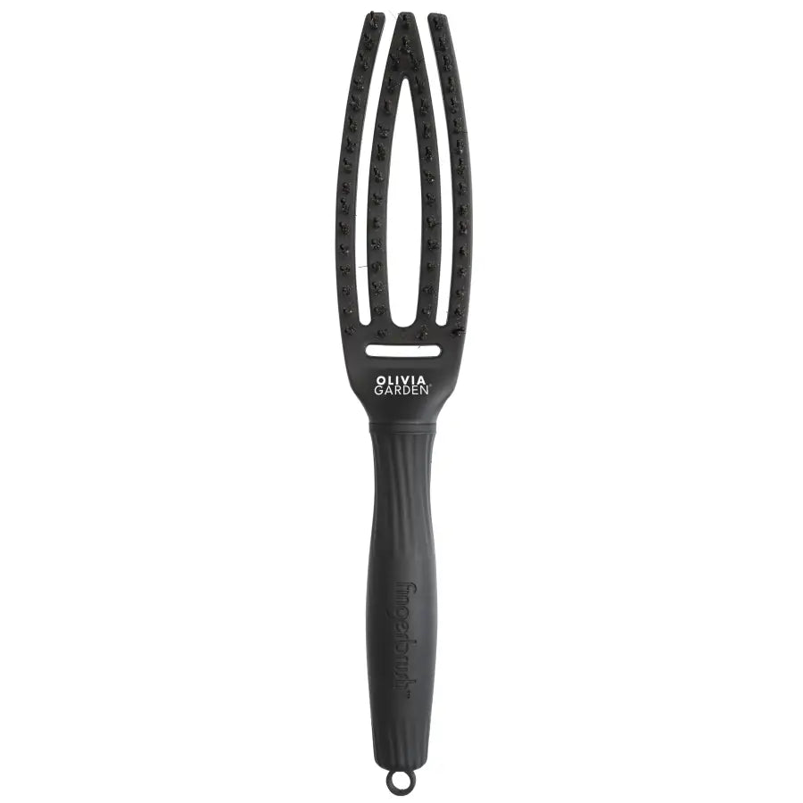 Perie de Păr Curbată Olivia Garden Fingerbrush Full Black - Mic
