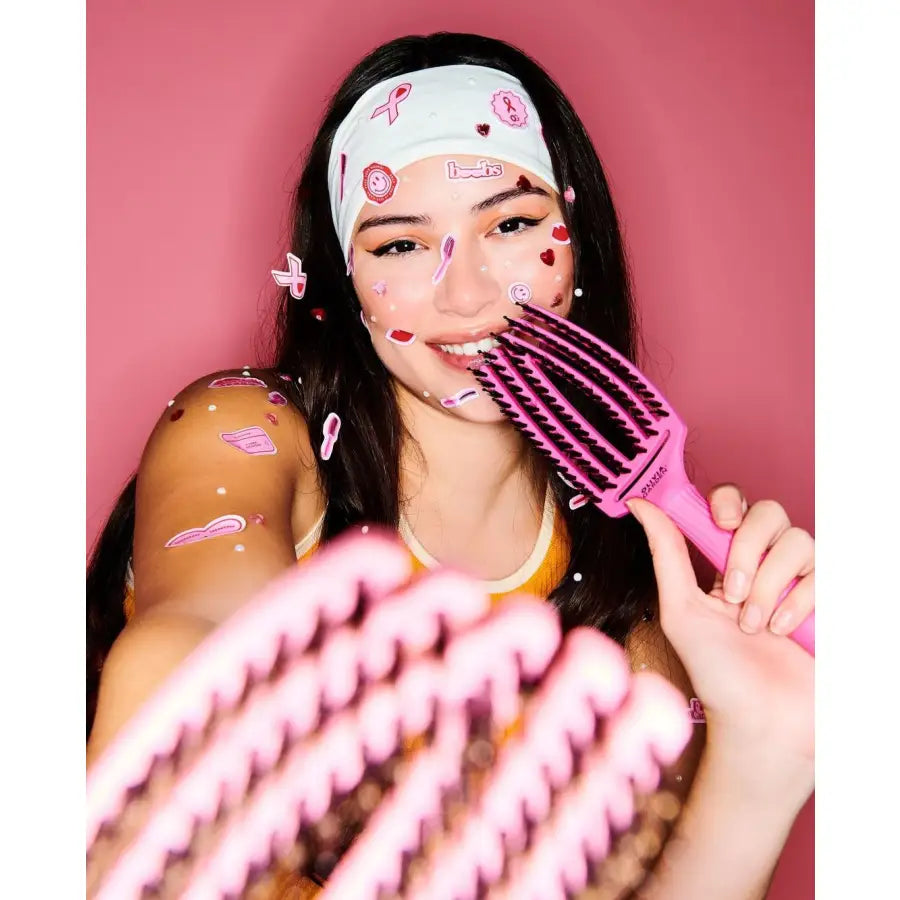 Perie de Păr Curbată Olivia Garden Fingerbrush Thinkpink 2024 - Păr