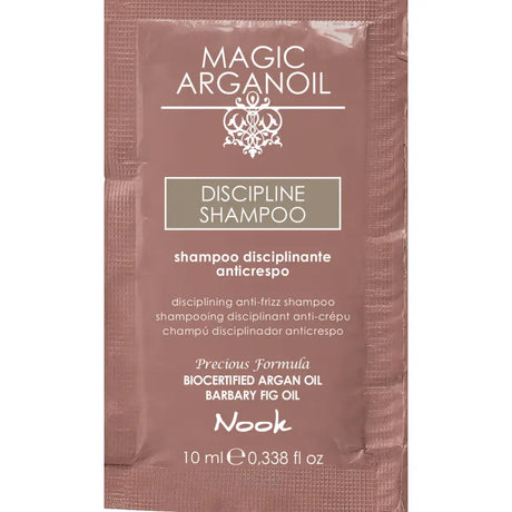 Șampon Anti-Frizz pentru Păr Rebel cu Formulă Disciplinantă și Curățare Delicată Nook Magic ArganOil Discipline - 10 ml