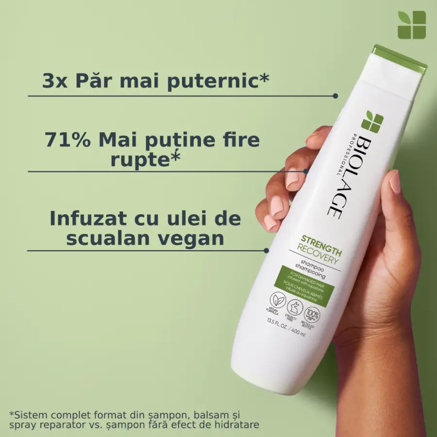 Șampon Profesional Reparare Intensă Biolage Strength Recovery cu Ulei de Squalane 250ml – Pentru Păr Deteriorat - Păr