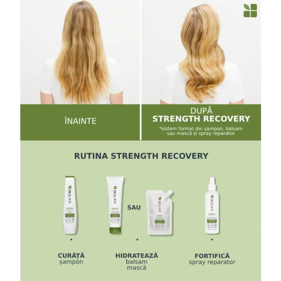 Șampon Profesional Reparare Intensă Biolage Strength Recovery cu Ulei de Squalane 250ml – Pentru Păr Deteriorat - Păr