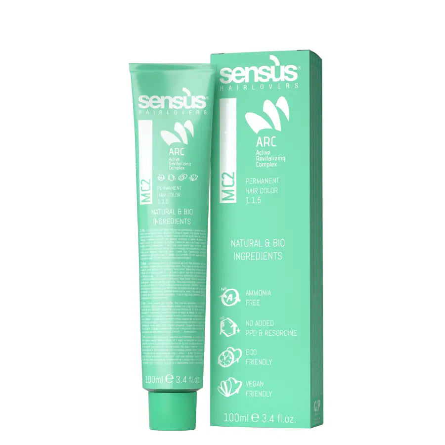 Vopsea de Păr Permanentă cu Acoperire Completă a Firelor Albe fără Amoniac și Parabeni Sensus MC2 100ml - Păr