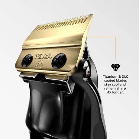 Wahl 5-Star Cordless Magic Clip Black – Mașină de Tuns Profesională cu Lamă Stagger-Tooth Motor Puternic și 8 Piepteni