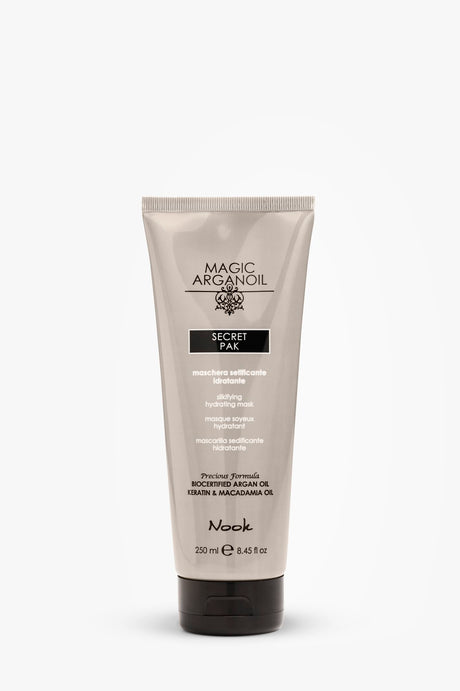 Mască Hidratantă cu Textură Mătăsoasă, Formulată pentru Strălucirea și Repararea Părului Uscat, Nook Magic ArganOil Secret Pak Silkifying Hydrating