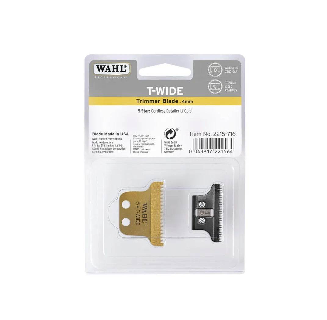 Wahl Set Cuțite Pentru Detailer Gold Cordless, Lamă T-Wide 0,4 mm auriu