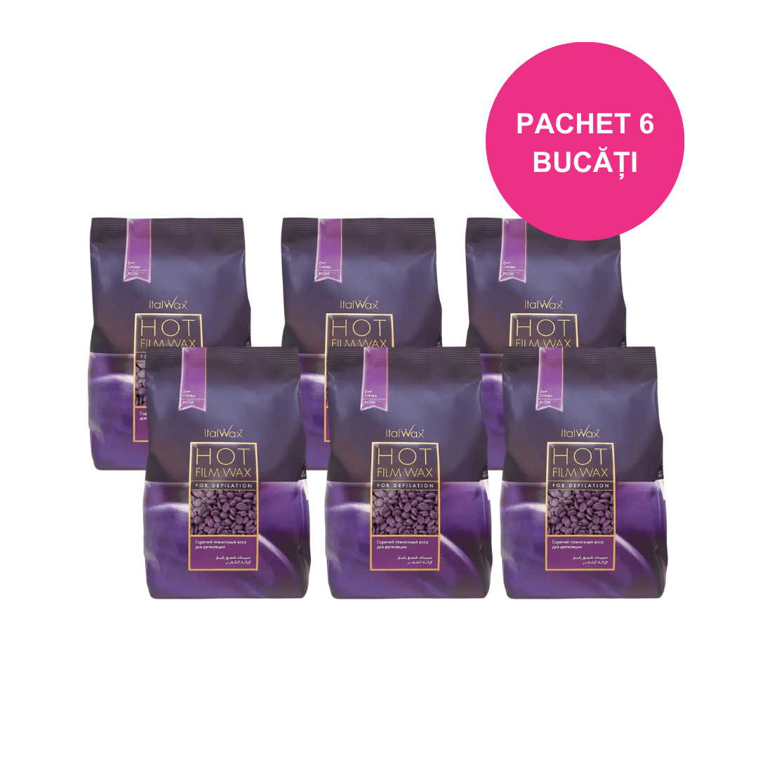 Pachet ItalWax Ceară Elastică Perle Prună 6 Bucăți x 1000g