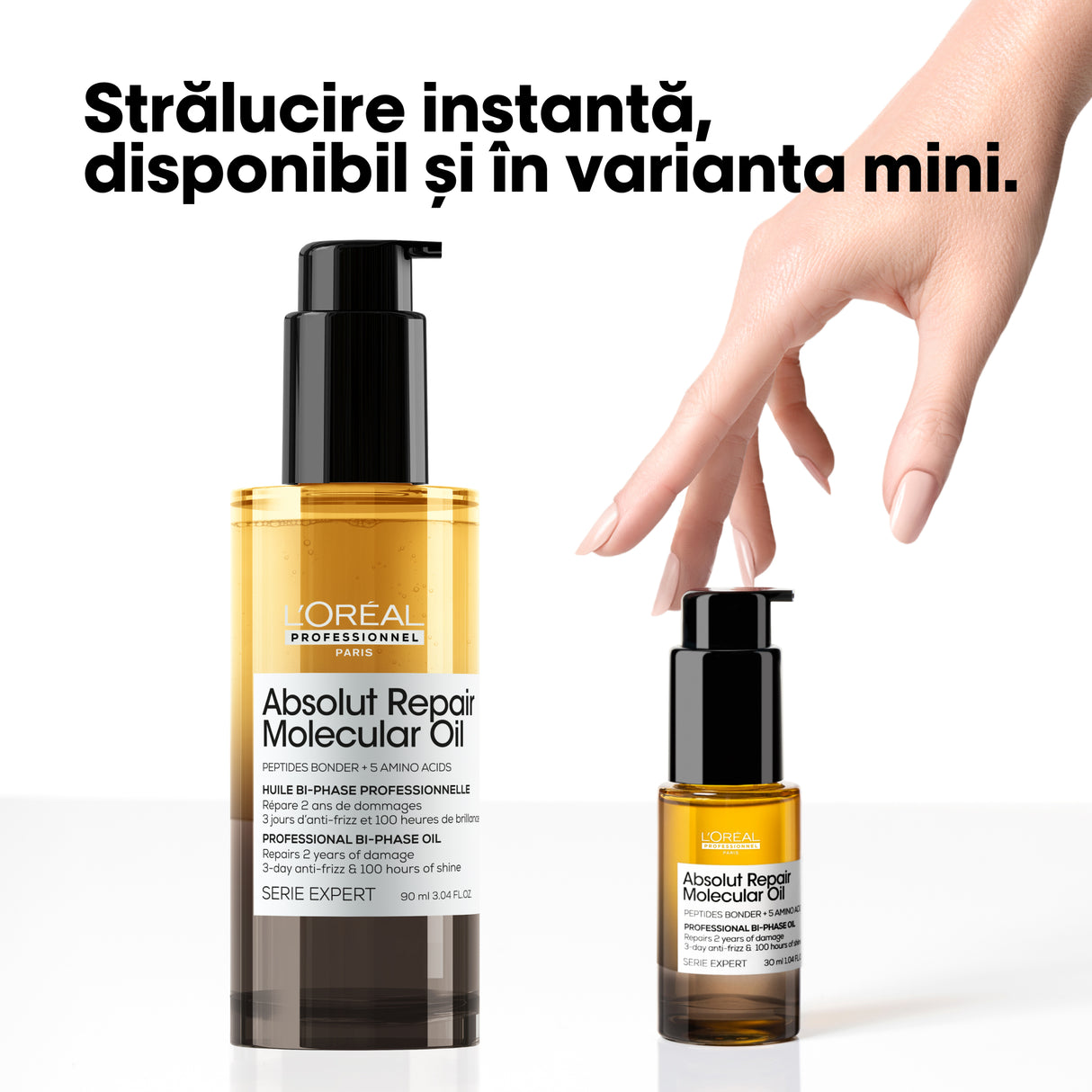 Ulei bifazic de păr L’Oréal Professionnel Absolut Repair Molecular – Anti-Frizz, Hranire Intensă & 100h Strălucire