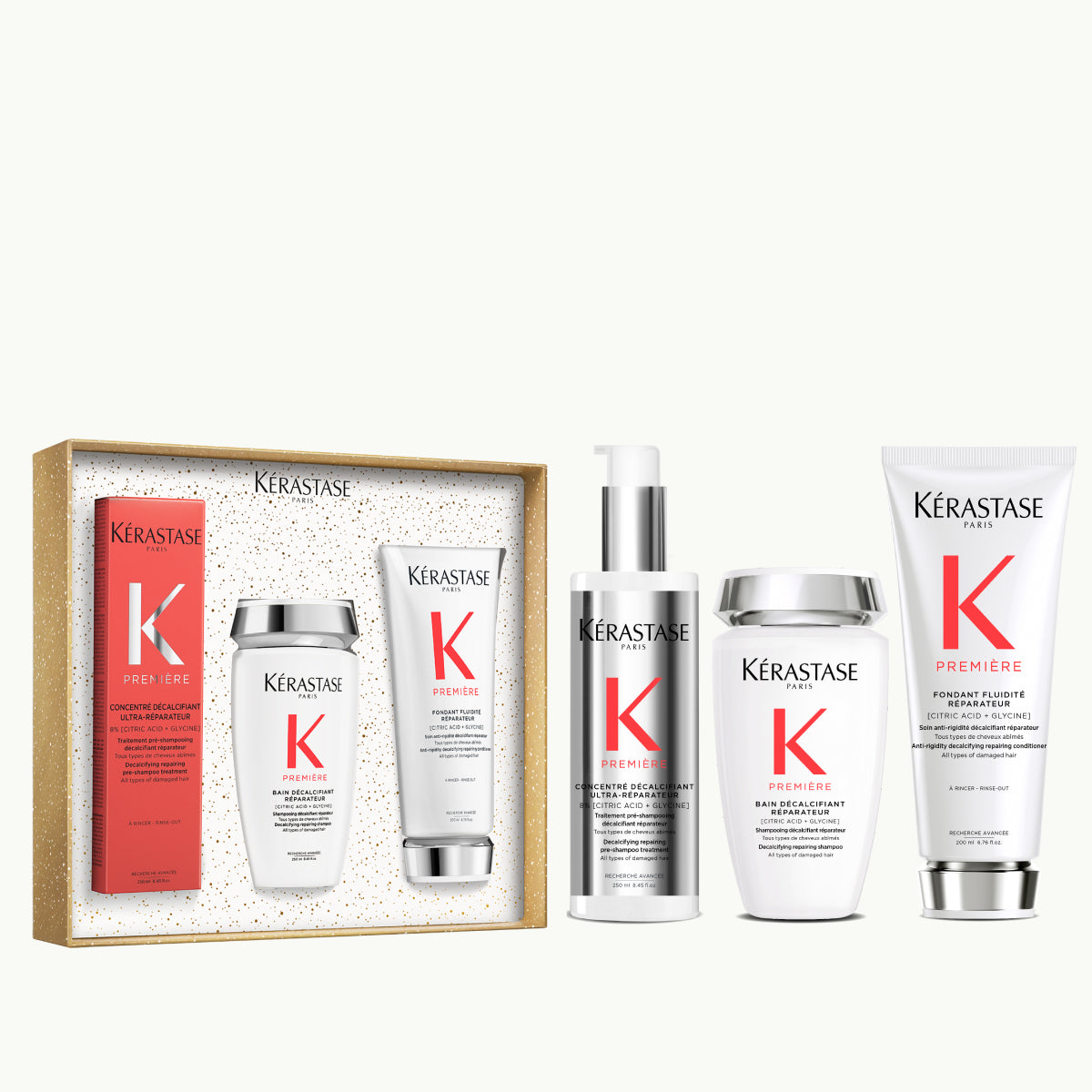 Kérastase Première Fondant Holidays 2025 – Set Cadou Reparare & Decalcifiere: Concentré 250 ml + Bain 250 ml + Fondant 200 ml