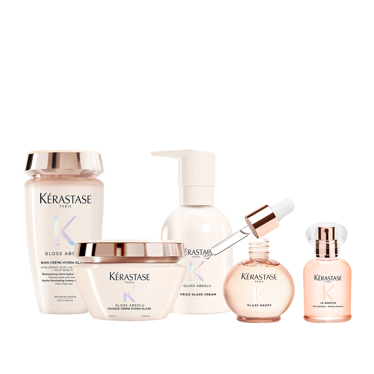 Kérastase Gloss Absolu Bain Crème Hydra‑Glaze – Șampon Hidratant pentru Păr Gros și Electric, Fără Sulfați, Strălucire Intensă
