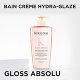 Kérastase Gloss Absolu Bain Crème Hydra‑Glaze – Șampon Hidratant pentru Păr Gros și Electric, Fără Sulfați, Strălucire Intensă