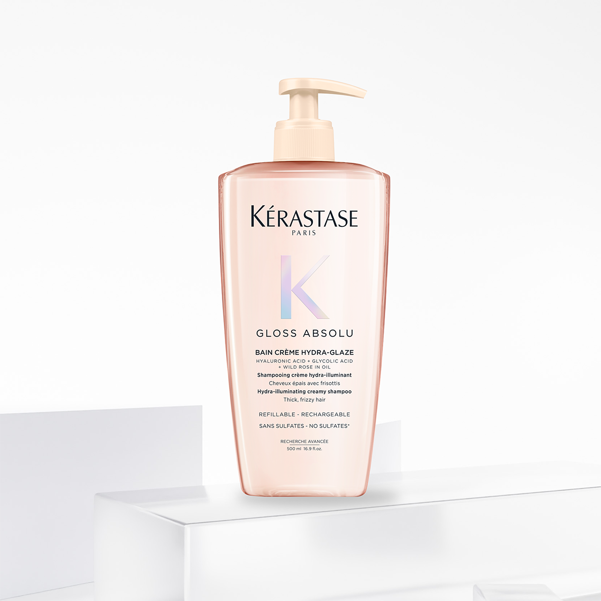 Kérastase Gloss Absolu Bain Crème Hydra‑Glaze – Șampon Hidratant pentru Păr Gros și Electric, Fără Sulfați, Strălucire Intensă