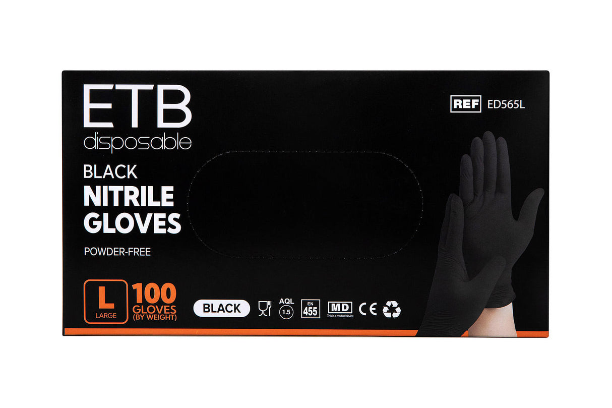 ETB Disposable Manusi nitril negru L 100 buc