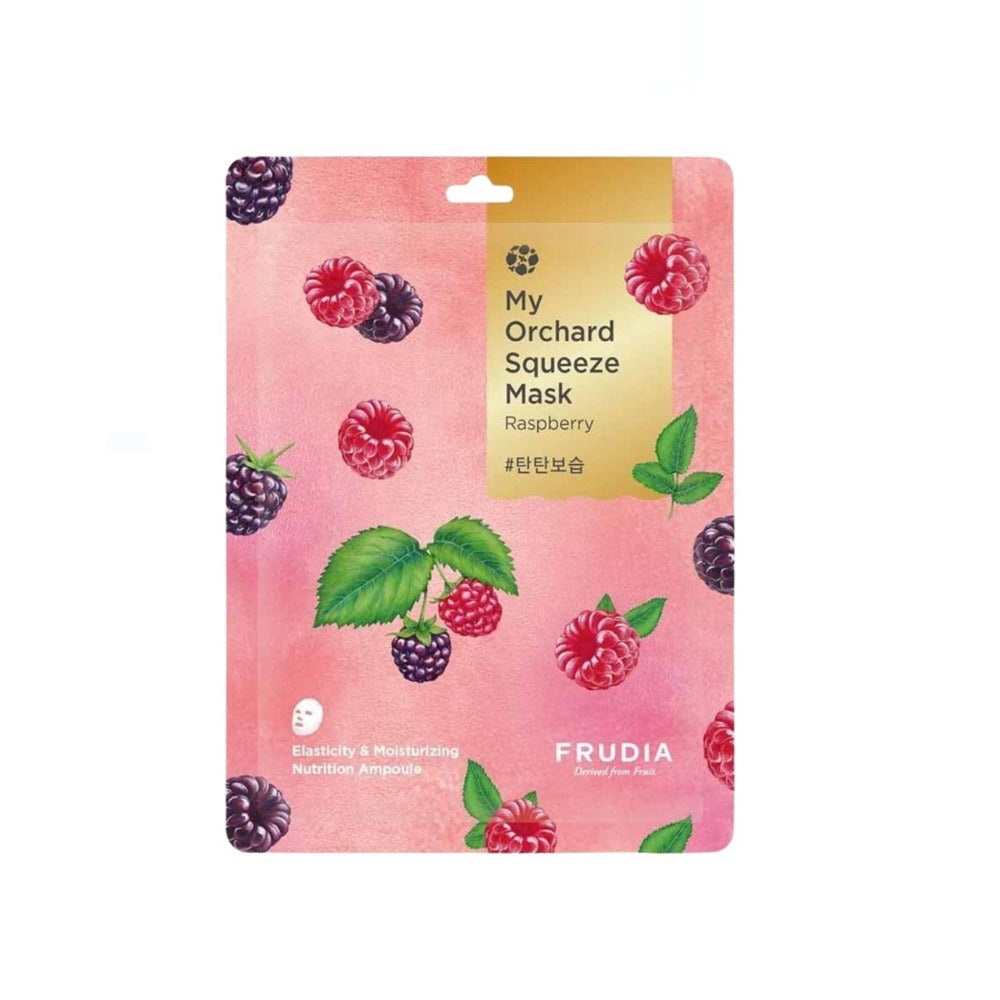 FRUDIA My Orchard Squeeze Mask Raspberry – Mască Tip Șervețel cu Zmeură pentru Luminozitate, Hidratare Intensă și Revitalizarea Tenului Obosit