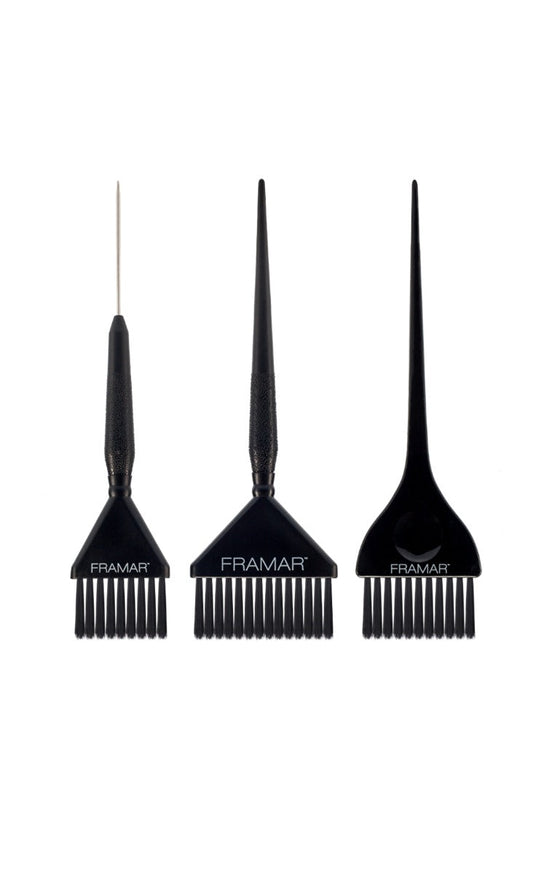 Framar Family Pack – Set of 3 Professional Hair Dyeing Brushes, Black