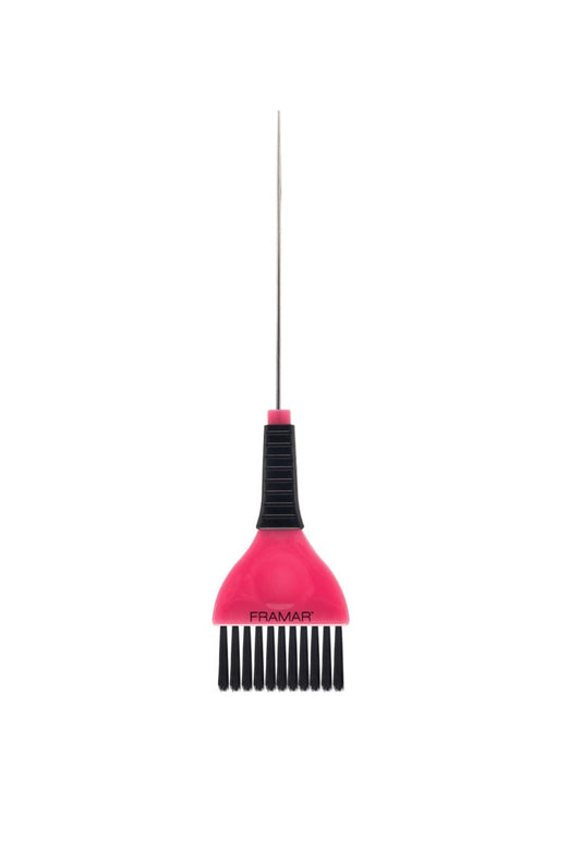 Framar Pink Hair Dye Brush with Metal Pin Tail – Professional Brush for Hair Coloring and Sectioning