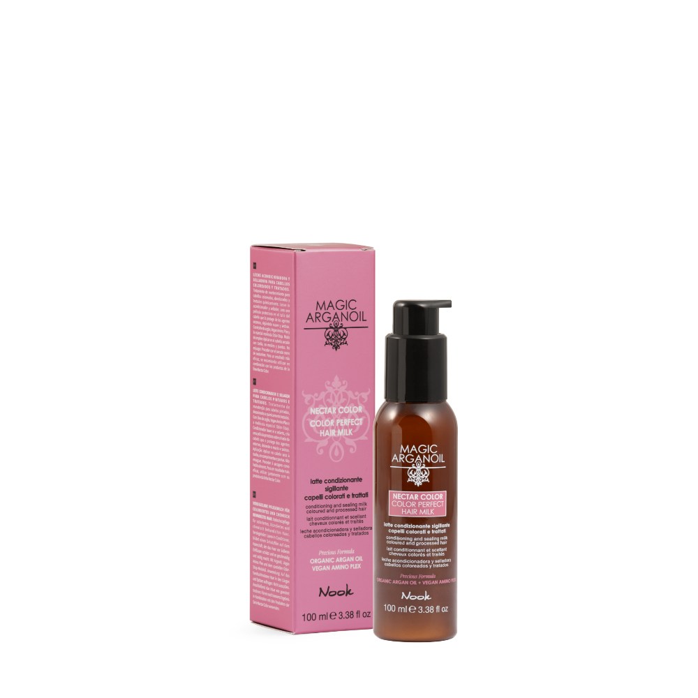 Nook Magic Arganoil Nectar Lapte pentru Păr Vopsit și Tratat Chimic 100 ml – Hidratare, Protecție și Sigilarea Culorii